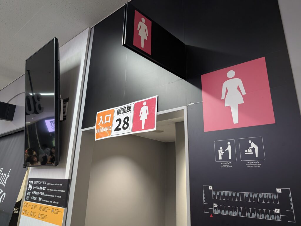 ナンバーショット女子トイレ入口と個室数の表示